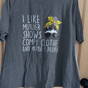 SHEIN Gray Graphic Tee with Yellow Accents